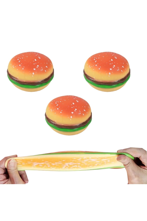 Hamburger Stress Toys - Hamburger Squeeze Toys, Stress Stretch Hamburger Toys, Stress Relief Funny Novelty Toy, Simulation Hamburger Fidget Toy for Boy, Girl, Adult (3PCS)