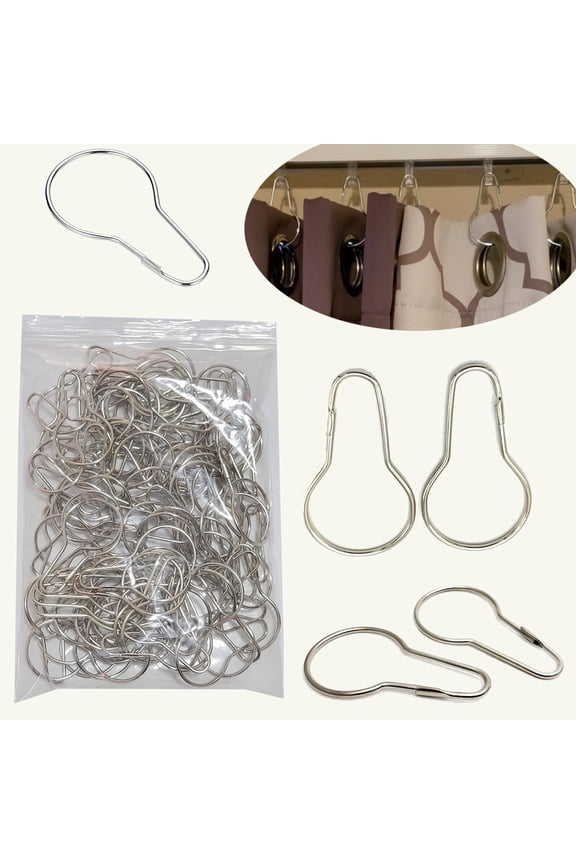 Shower Curtain Rings Hooks, Rust-Resistant Metal Shower Curtain Hooks, 100 Pcs Stainless Steel Shower Curtain Rings for Bathroom Shower Curtain Rod