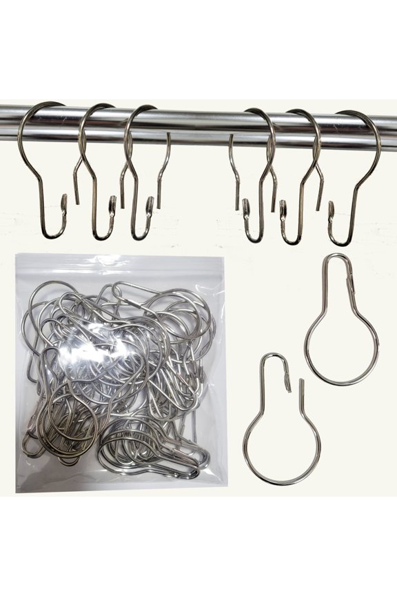 Shower Curtain Rings Hooks, Rust-Resistant Metal Shower Curtain Hooks, Stainless Steel Shower Curtain Rings for Bathroom Shower Curtain Rod (50pcs)
