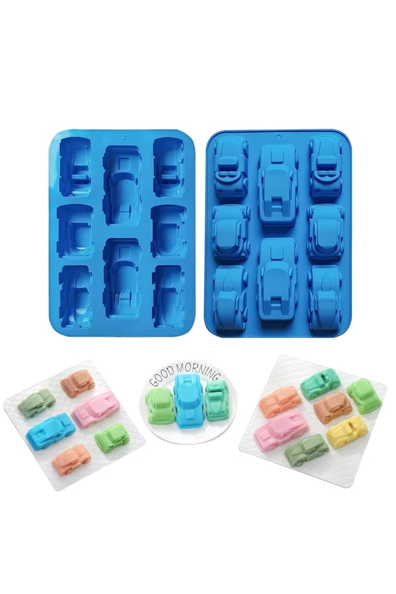 Silicone Car Mold, 8-In-1 Car Silicone Cake Mold, Sports Car Silicone Cake Mousse Mold, 8 Cavity Car Handmade Bread Mold(2PCS)
