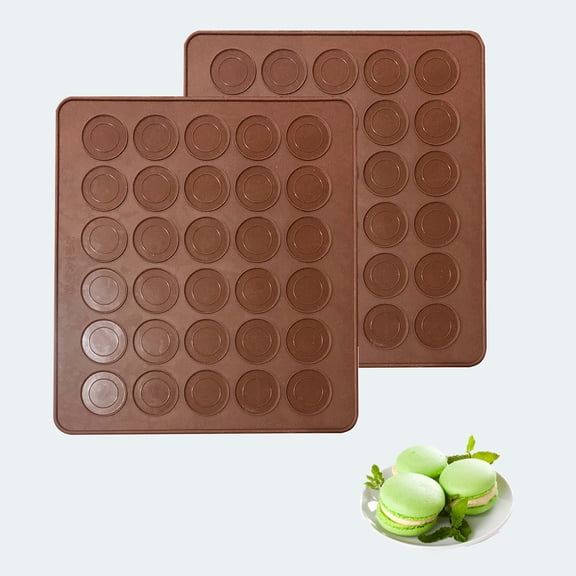 HYCSC Silicone Macaron Baking Mats, 2 Non-Stick Silicone Baking Mats, Food Safe Baking Mat, Great For Macaron, Cookies, Bread, Pastry, Dessert (2Pcs 30Capavity)