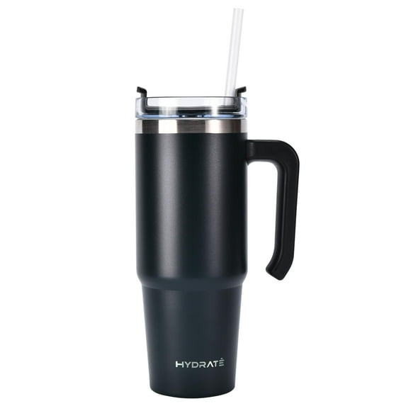 HYDRATE Bottles Travel Tumbler with Handle 30oz - Vacuum Insulated Travel Mugs for Hot and Cold - Travel Coffee Mug with Handle - Stainless Steel Hot and Cold Tumbler Perfect for Coffee or Tea