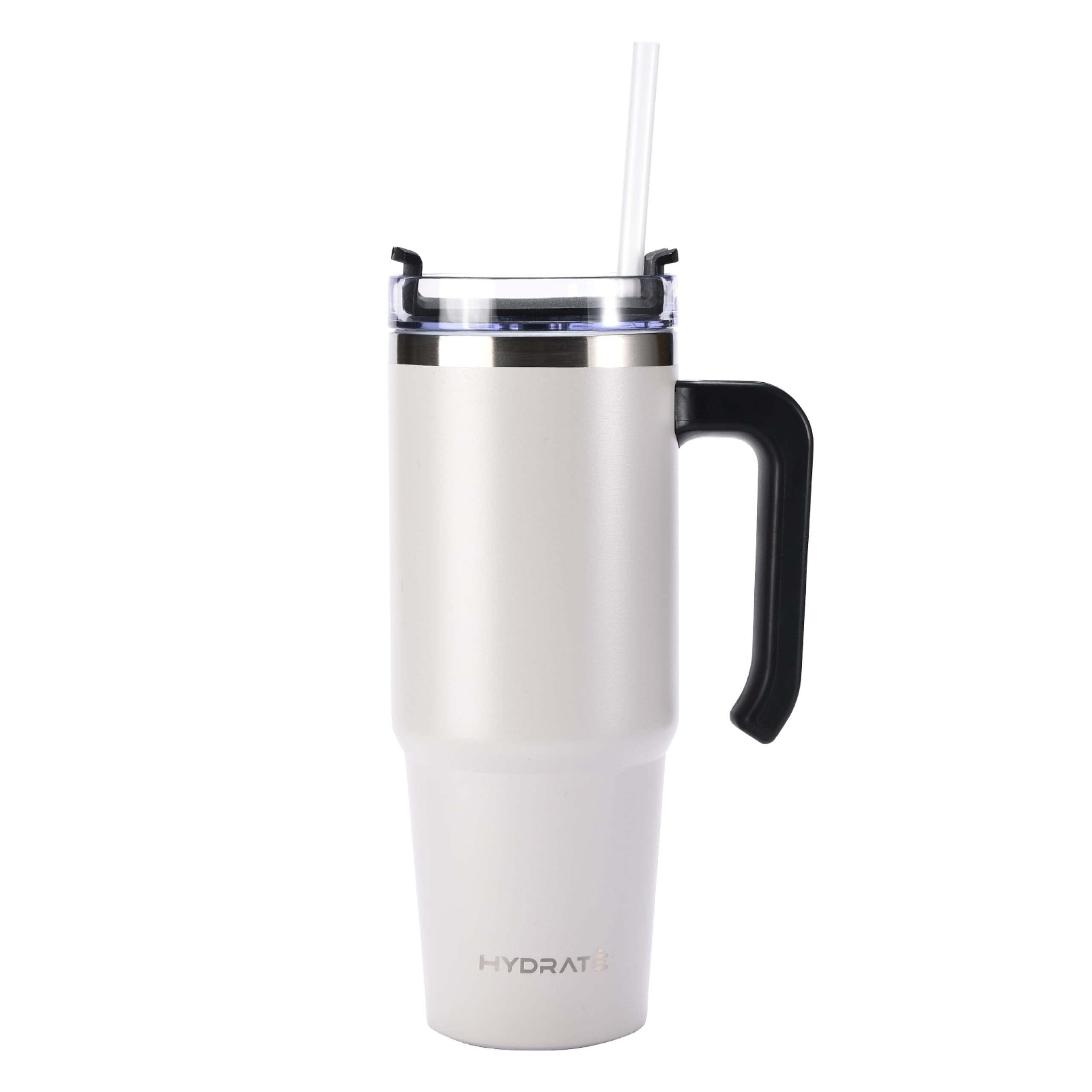 Light Gray Stainless Steel Travel Coffee Mug with Handle