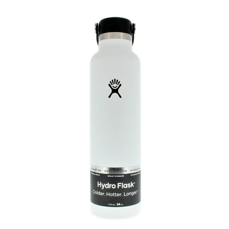 HYDRO FLASK Standard Mouth Insulated 24 oz White Water Bottle with Flex Cap