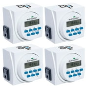HYDROFARM 7 Day Dual Outlet Digital Programmable Timer Controllers (4 Pack)