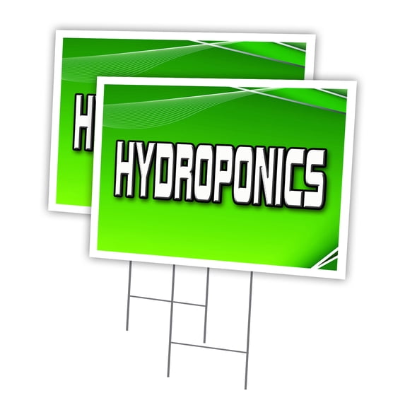 HYDROPONICS 2 Pack Of 18" x 24" Yard Sign & Stake | Advertise Your Business | Stake Included Image On Front Only | Made in The USA