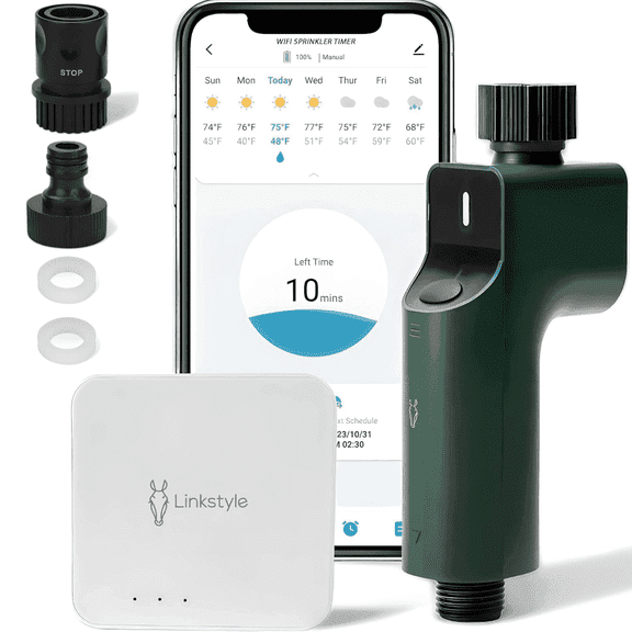 HYDROZEN Smart Sprinkler Timer with Wifi Hub, Wireless Smart Water Timer for Garden Hose with Hub Outdoor Sprinkler Irrigation Rain Delay, App/Voice-Controlled, Weather-Adaptive Hose Irrigation