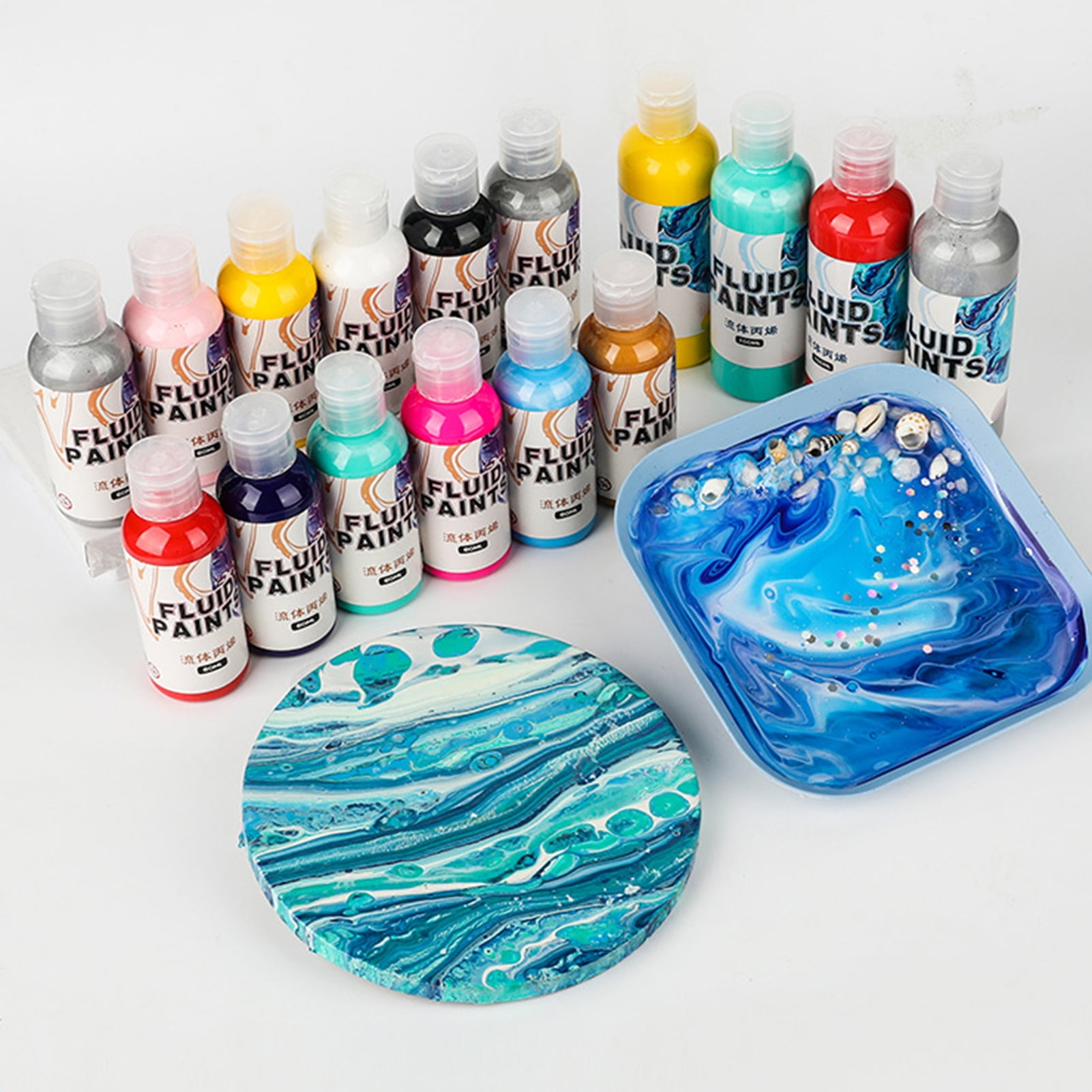 HYDa 60ml Fluid Acrylic Paint Quick Drying Bright Color Anti-fade Children  Creation DIY Bear Fluid Pigment Art Supplies Daily Use 