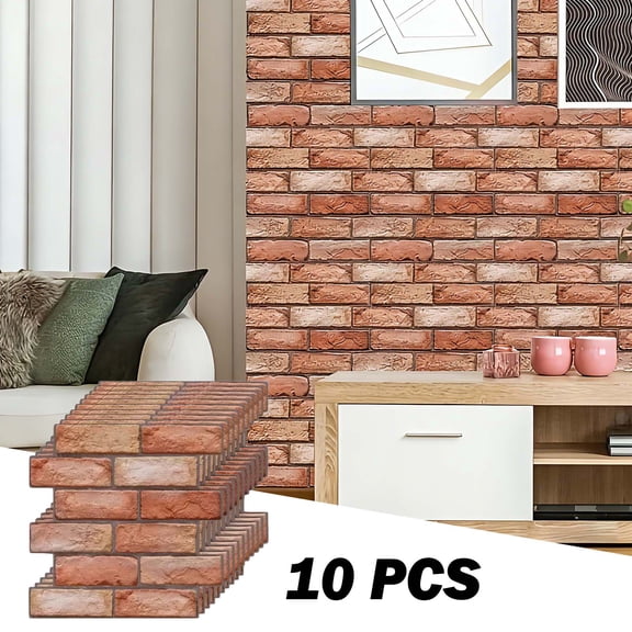 HYEASTR 10-Sheet Thick Peel and Stick Kitchen Backsplash Tiles, 3D Mosaic Stone Brick Texture Waterproof Self-Adhesive Wall Tile Stick on Backsplash for Kitchen and Bathroom, 11.8*11.8inches