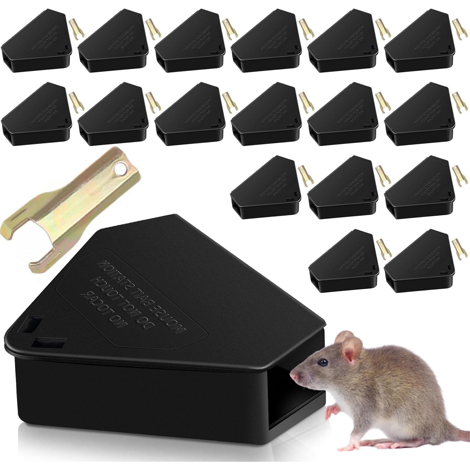 HYEASTR 18 Pack Mouse Station - Key Required Mice Bait Stations with Keys & Fully Safety Design, Suitable for Small Mice Indoor Outdoor Use