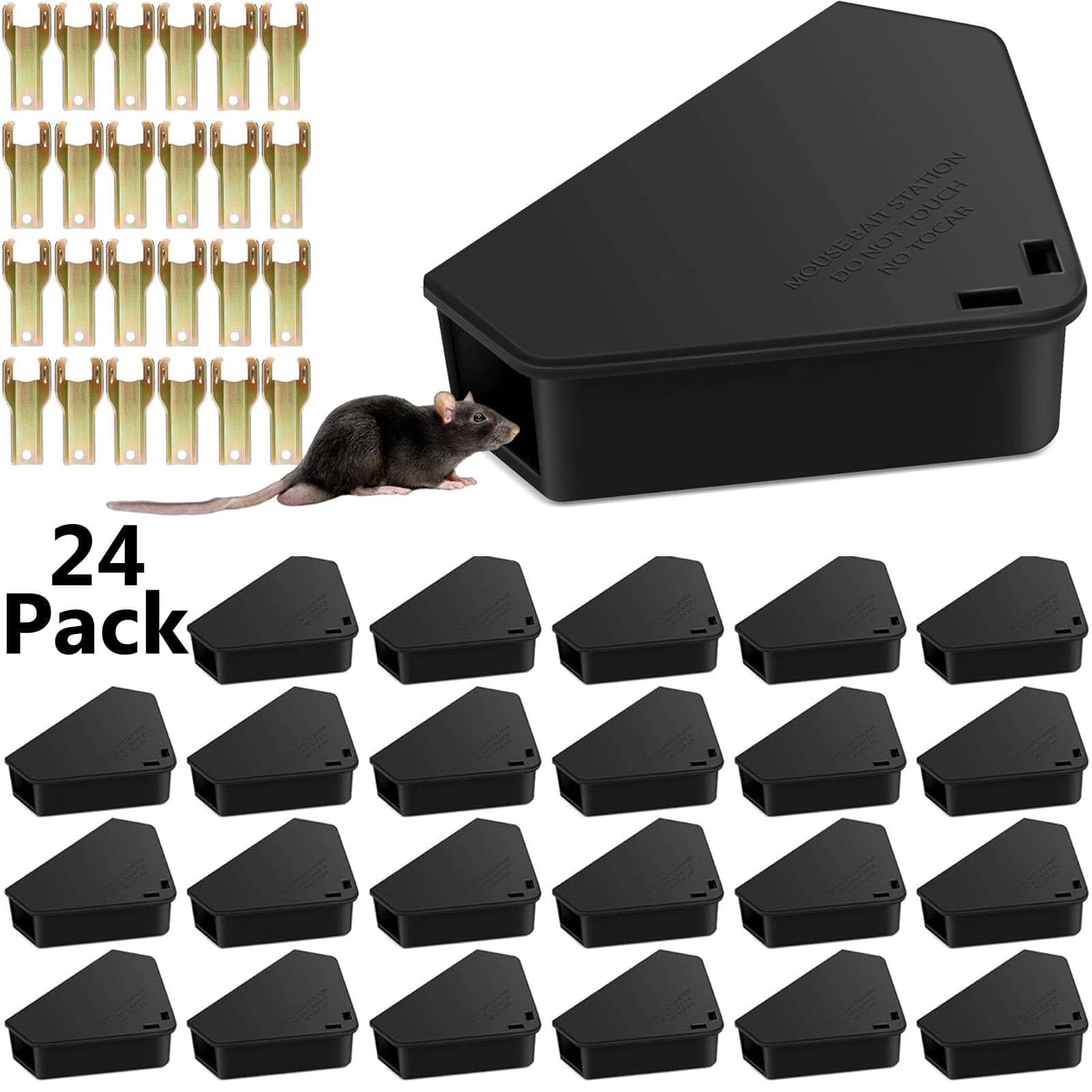 HYEASTR 24 Pack Mouse Bait Station Outdoor Indoor - Reusable Rodent Bait Station Mice Trap Small Rats Poisoning Bait Station Box, Friendly for Children & Pets, Suitable for Small Mice