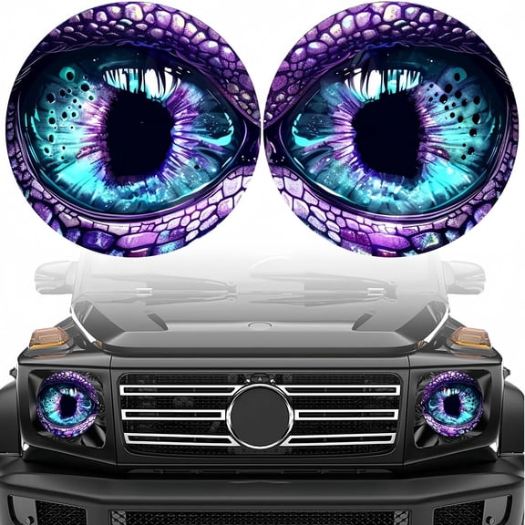 HYEASTR 2PCS Beast Eyes Headlight Decals, 3D Stereo Eyes Headlight Decal Stickers, Car Body Window Bumper Decoration Stickers, Car Accessories Round Headlight Decal for Jeep Wrangler