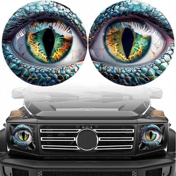 HYEASTR 2PCS Beast Eyes Headlight Decals, 3D Stereo Eyes Headlight Decal Stickers, Car Body Window Bumper Decoration Stickers, Car Accessories Round Headlight Decal for Jeep Wrangler