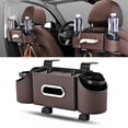 thumbnail image 1 of HYEASTR 3-in-1 Car Organizers and Storage Box, Multifunctional Car Seat Back Storage Box with Tissue Holder, 2 Cup Holders & Hanging Hooks, Back Seat Car Organizer for Travel - Brown, 1 of 13