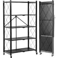 thumbnail image 1 of HYEASTR 5-Tier Storage Shelves, 2-Pack Closet Organizers and Storage, Foldable Metal Shelving Units 28"W x 13.4"D x 63.8"H for Garage Kitchen Bakers, Collapsible Organizer Rack, Heavy Duty on Wheels, 1 of 7