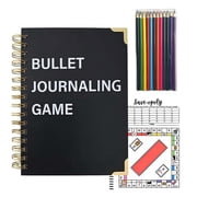 HYEASTR Bullet Dotted Journal Game, Book Tracker, Habit Tracker, Monthly Spending Tracker,for Savings,Finance,Dreams,with 12 Colouring Pencils for Planners