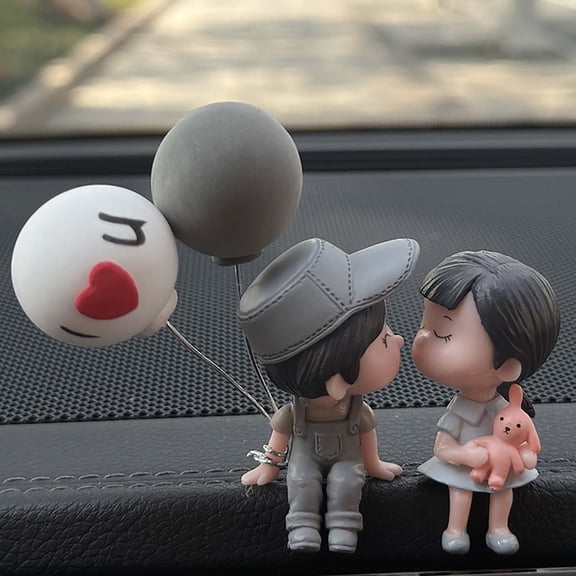 HYEASTR Car Couple Ornament Cute Cartoon Couples Car Decoration Adhesive Kiss Couple Dashboard Decoration Cartoon Car Interior Accessories for Car Home Office Birthday Gifts