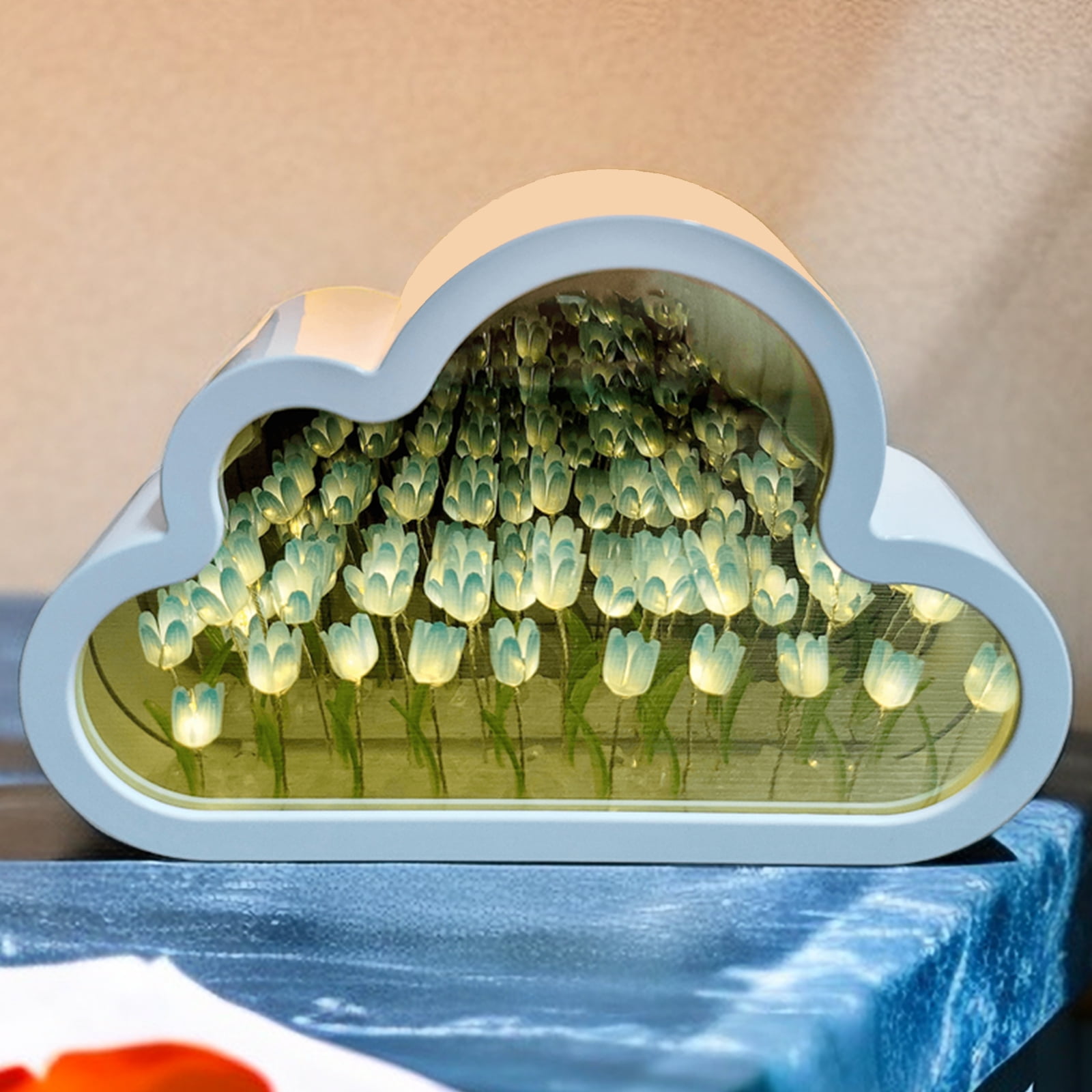 HYEASTR Cloud Mirror Night Lamp Handmade Led Mirror Lamp Artifical