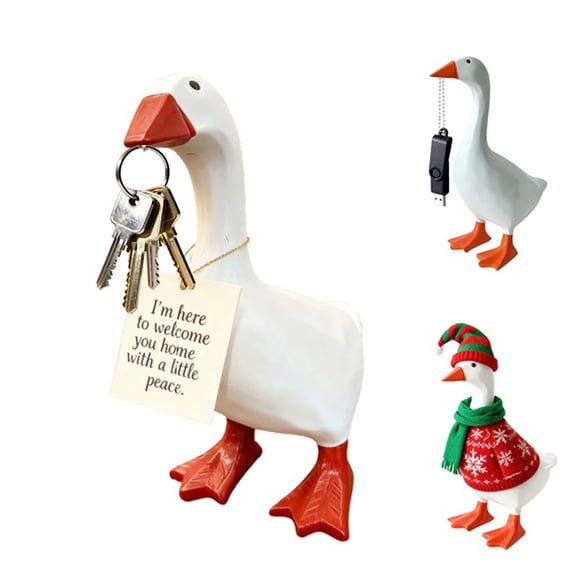 HYEASTR Desk Goose 7 inch, Mini Desktop Goose Statue Decor for Living Room Bedroom Bookshelf Coffe Table and Office Display