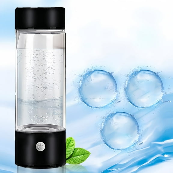 HYEASTR Hydrogen Water Bottle 14 Oz 2024 New Portable Hydrogen Water Ionizer Machine, Hydrogen Water Generator, Hydrogen Rich Water Glass Health Cup for Home Office Travel - Black