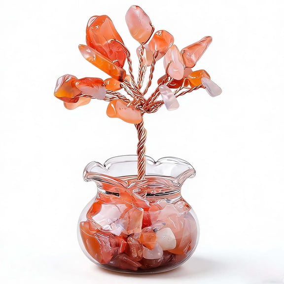 HYEASTR Natural Crystal Tree on Mini Fish Tank Base,Healing Crystal Stones,Spiritual Meditation,Positive Energy Good Luck,Room Office Desk Decor,Birthday Gifts for Sister Mom&Dad