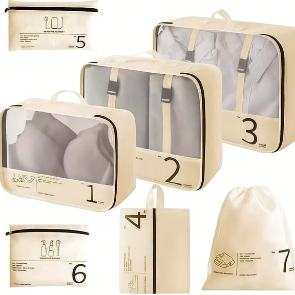HYEASTR Packing Cubes for Suitcases, 7 Set Packing Cubes for Trip, Travel Luggage Packing Organizers, Travel Essentials Luggage Organizer Bags, Durable Travel Essentials Bags Set