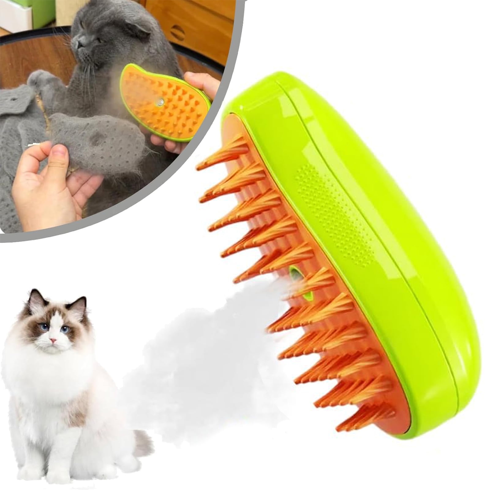 Steamy Cat Brush , 3 In1 Cat Steamy Brush, Self Cleaning Steam Cat