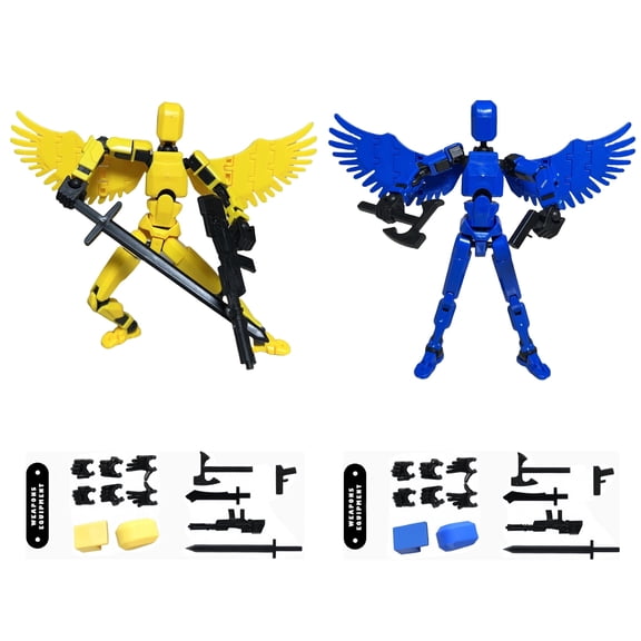 HYEASTR T13 Action Figure Set, Completed Assembled Dummy 13 with Wings 3d Printed Action Figure Toy Gifts for Christmas, Robot 13 Action Figure Full Body Mechanical Doll, Gift for Birthday - Set A