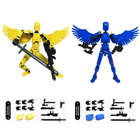 HYEASTR T13 Action Figure Set, Completed Assembled Dummy 13 with Wings 3d Printed Action Figure Toy Gifts for friends, Robot 13 Action Figure Full Body Mechanical Doll, Gift for friends - Set A