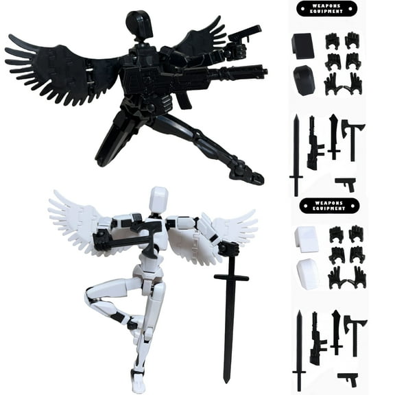 HYEASTR Titan 13 Action Figure, Finished Product Dummy 13 Action Figure with Wings Lucky 13 Action Figure T13 Action Figure 3D Multi-Jointed Movable, T13 Action Figure Toy - Set B