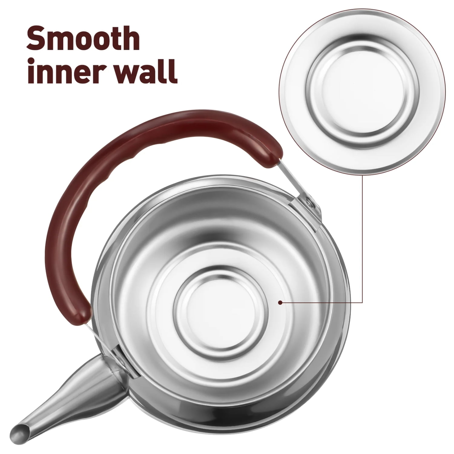 HYEURHD Stovetop Tea Kettle Stainless Steel Whistling Water Kettle Cool Handle Stove Top Small