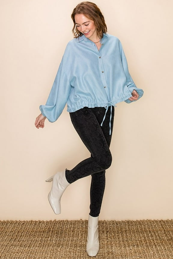 HYFVE BUTTON DOWN LONG SLEEVE TIE BOTTOM SHIRT (Small)