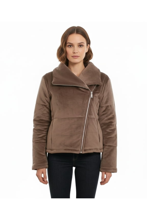 Shawl Collar Asymmetrical Puffer Coat