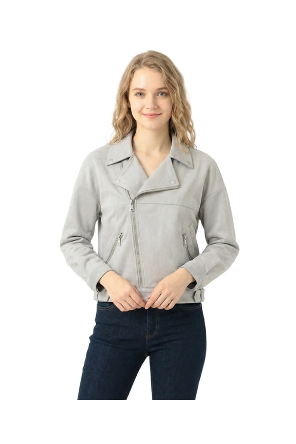 Suede Zip Up Biker Jacket