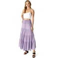thumbnail image 1 of HYFVE Women's Juniors Smocked Waist Broomstick Boho Skirt (Lilac, Medium), 1 of 3