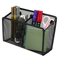 HYG 1 Pcs Large Metal Magnets Pen Holder Mesh Magnetic Pencil Basket Marker Storage Case Home Office Organizer Accessories for Locker Refrigerator Whiteboard (Black)