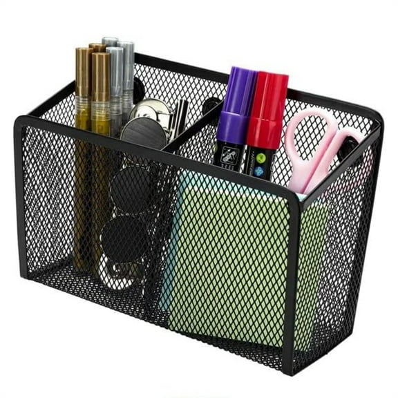 HYG 1 Pcs Large Metal Magnets Pen Holder Mesh Magnetic Pencil Basket Marker Storage Case Home Office Organizer Accessories for Locker Refrigerator Whiteboard (Black)