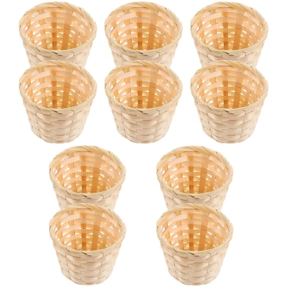 HYG 10 Pcs Mini Woven Baskets Party Favor Baskets Small Flower Basket Bamboo Picnic Basket Desktop Storage Organizer for Home Office Table Party Favors Crafts Decoration, 3.5 x 3 inch