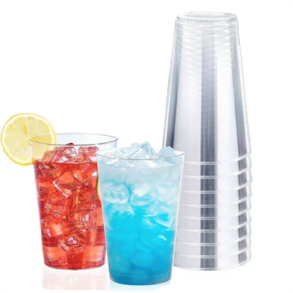 HYG 12 Pack Clear Plastic Cups,11 oz Heavy Duty Drinking Cup,Disposable Beverage Cup,Thick Juice Tumblers,Reusable Cocktail Cups,for Birthday Wedding Christmas Holiday Party