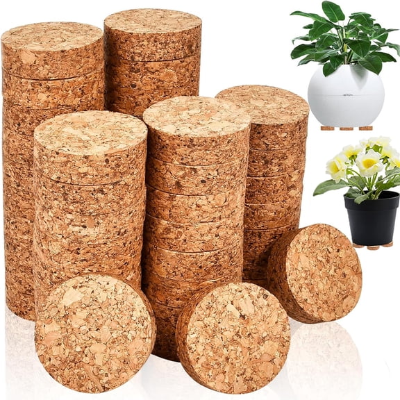 HYG 30 Pcs Invisible Pot Feet with Non Slip Surface Cork Plant Pot Feet Riser Indoor Outdoor Solid Corkwood Planter Feet Lifter Planter Pot Lifters for Indoor Outdoor Plants Planters Flowers Pots