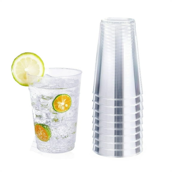 HYG 9 oz Thick Plastic Cups,12 Pack Clear Disposable Drinking Cup,Heavy Duty Water Tumblers,Reusable Beverage Cup,Party Wedding Birthday Holiday Supplies,for Juice Soda Cocktail