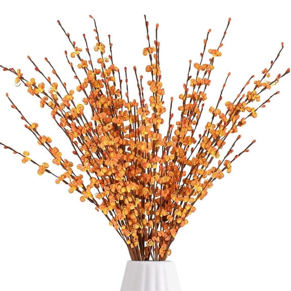 HYG Artificial Jasmine Flowers with Long Stalks, Orange Realistic Fake Flower Picks Faux Plants Dry Branches for Vase Arrangements, Table Centerpieces, and Home Decor 5 Pcs