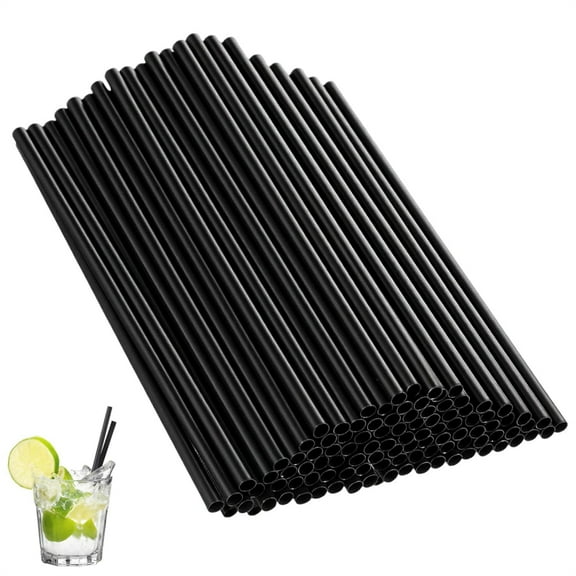 HYG Black Disposable Straws 5 Inch, 100-Count Plastic Stir Sticks for Coffee, Cocktails, Shakes & Cold Drinks, Ideal Stirrers and Sippers for Wedding, Birthday Party Gatherings
