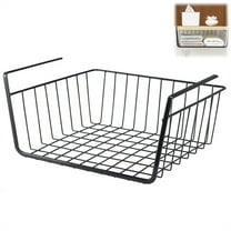 HYG Black Undershelf Storage Basket,1 Pack Under Cabinet Wire Organizer,Slide-in Hanging Storage Bin,Space Saving for Home Office Kitchen Pantry Under Shelves