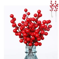 HYG Christmas Burgundy Red Berries Branches Foam Artificial Berries Picks 8.2" Winter Fake Holly DIY Wreath Ornaments for Xmas Tree Wedding Home Holiday Decor