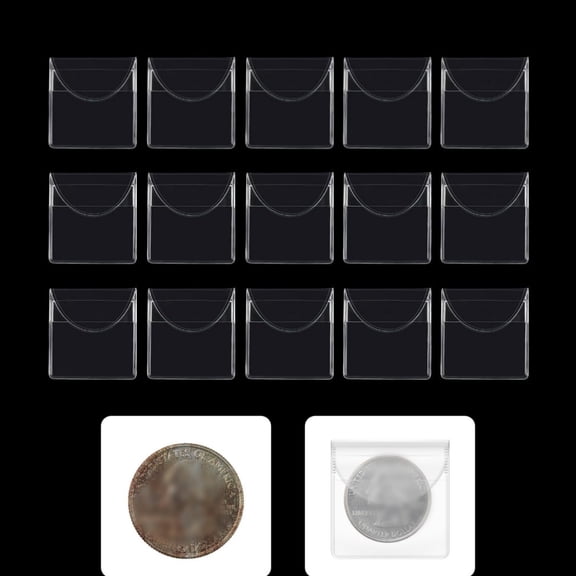 HYG Clear Coin Sleeves,50pcs Protector Bags for Coins,Portable Small Items Storage Bags for Home,Plastic Jewelry Pouch for Indoor and Outdoor Use,2X2.2In
