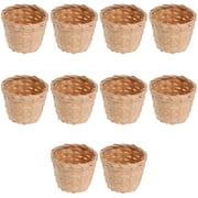 HYG Mini Woven Basket 10 Pcs Bamboo Basket Miniature Flower Basket Small Desktop Storage Organizer for Home Office Decor and Organization  3.5 x 3 inch