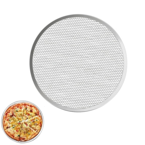 HYG Pizza Screen 12 inch Seamless Round Pizza Pan Aluminum Mesh Pizza Pan Pizza Baking Tray With Holes for Kitchen Bakery Restaurant BBQ Party Food-Grade, 1 Pc