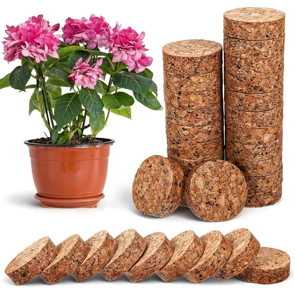 HYG Plant Pot Feet for Outdoor Planters 15 Pcs 2in Dia Planter Pot Feet Invisible Pot feet with Non Slip Surface Cork Plant Pot Feet Lifter Solid Corkwood Planter Feet Risers for Plants Flowers