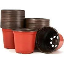 HYG Plastic Plant Nursery Pots,50 Pcs Flower Plant Container,5 inch Seed Starting Pot,Small Seedling Pots,Durable Flowerpot for Seedlings/Cuttings/Transplanting,for Indoor Outdoor,Brown